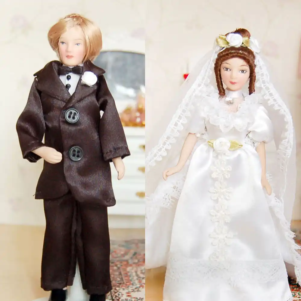 Escala 1//12th Casa De Muñecas En Miniatura Hechas a Mano Boda Velos Y Accesorios..