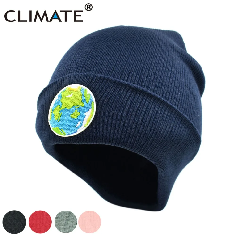 Климат Для мужчин женщин земли зима теплая шапочка Hat Greenism планеты Земля вязаная