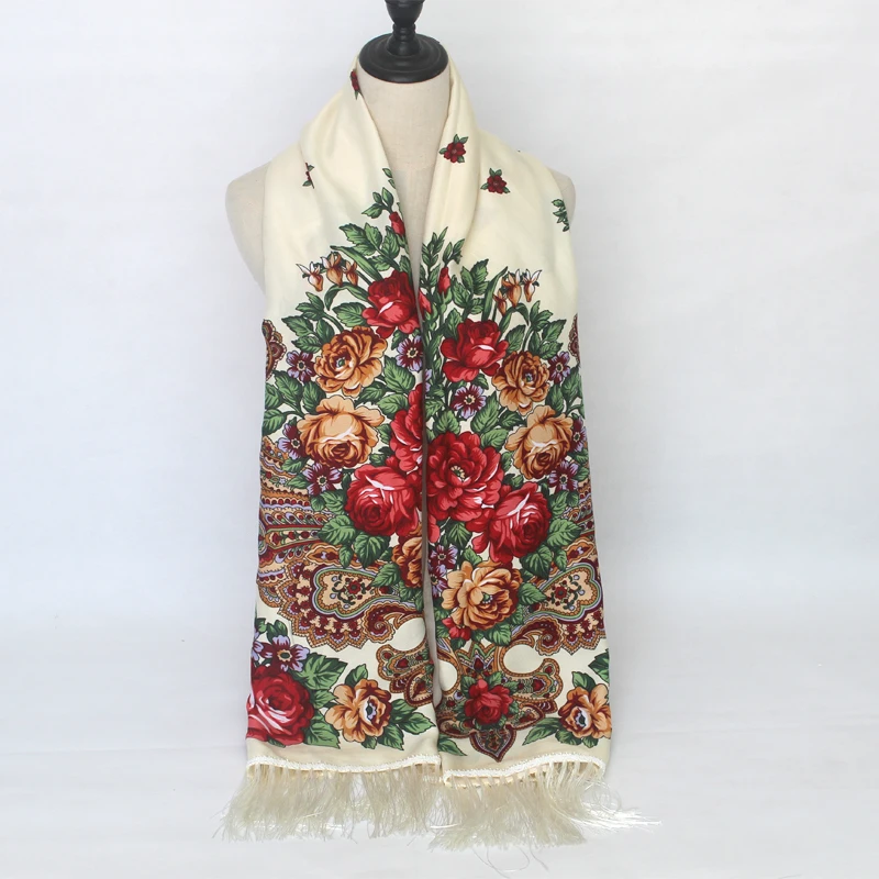 

2018 Russia New Fashion Women Tassel Poncho Long Scarf Luxury Brand Floral Printed Autumn and Winter Female Cape Foulard Scarves