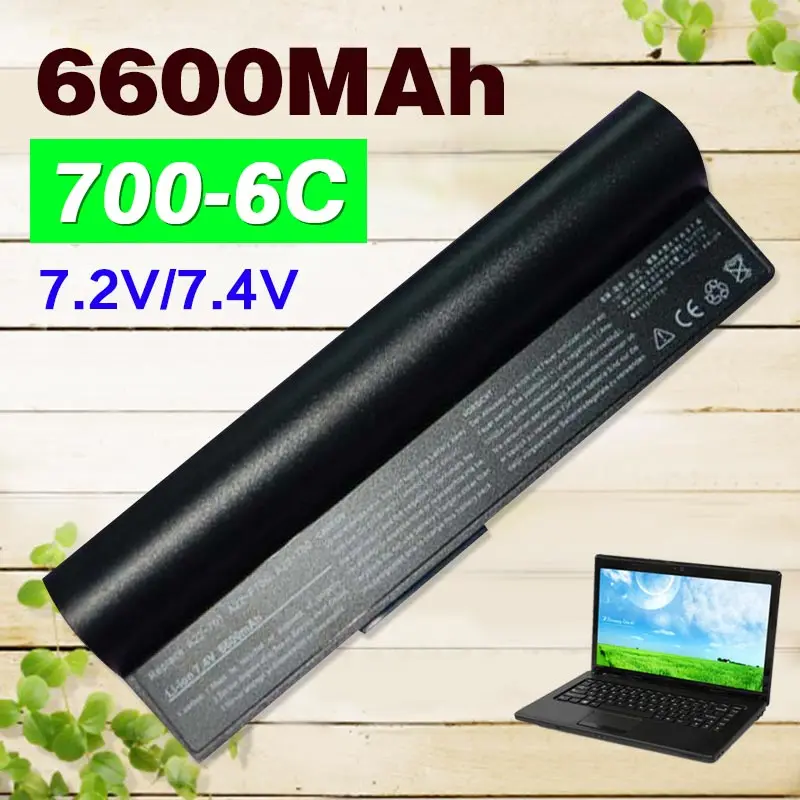 6600mAh 7.4v black laptop Battery for Asus Eee PC 2G 4G 700 701 8G 900
