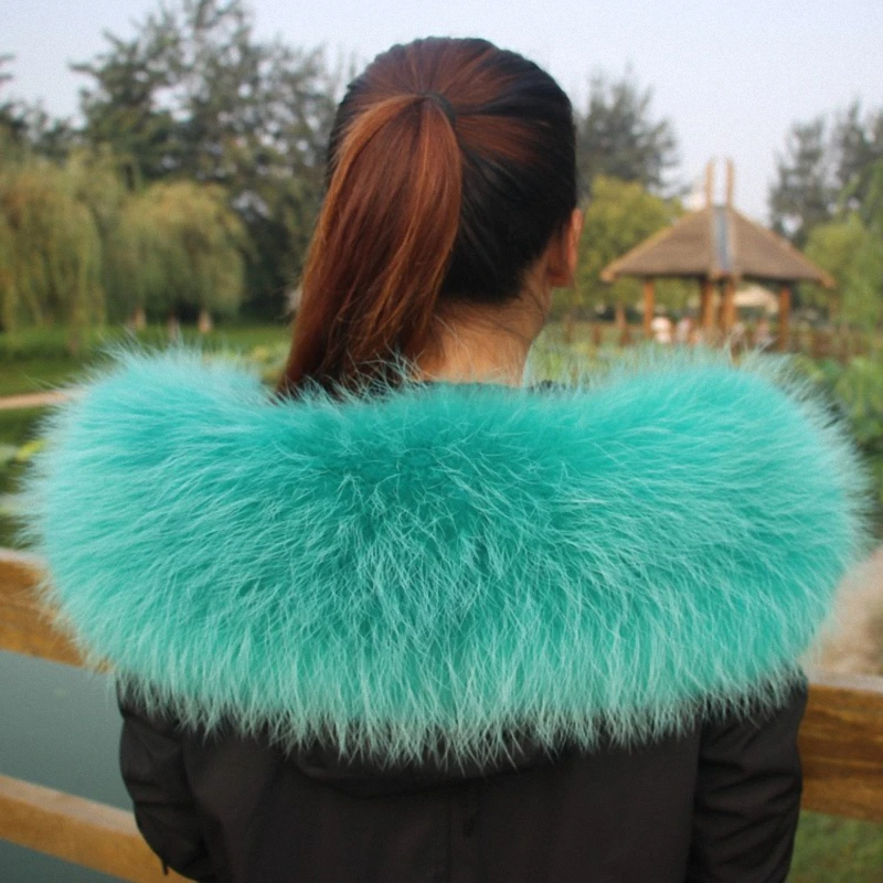 

Colorful Genuine Raccoon Fur Detachable Collar Scarfs Fashion Coat Sweater Jacket Luxury Raccoon Fur Collar C006-green