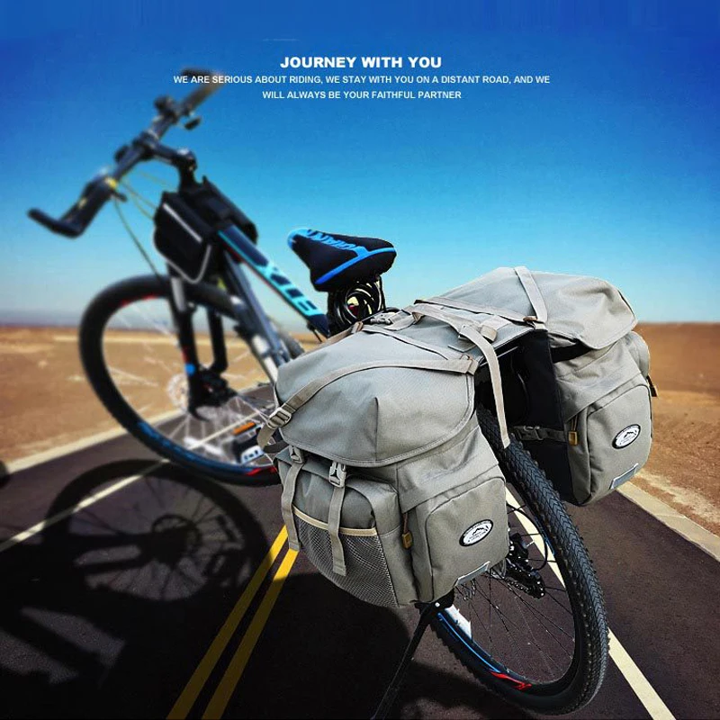 

New 50L Outdoor bags Retro Canvas Bicycle Luggage Bags Bike Rear Rack Carrier Bag Cycling Outdoor Waterproof Storage Double Bags