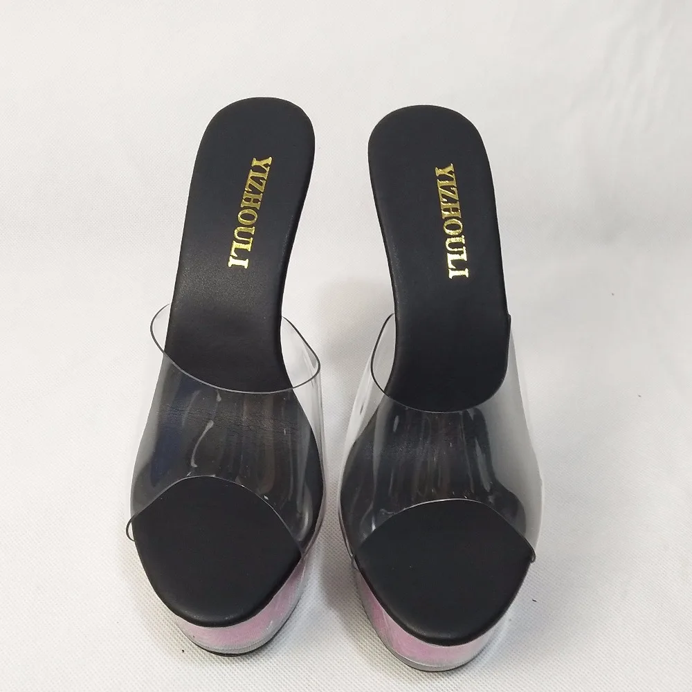 New style, beautiful transparent platform high heels, 15cm sexy model sandals, pole dancing shoes