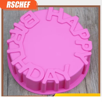 

Silicone Large Round shape Birthday letters Spring foam Cake Pan Birthday Festival Cake Mold 1 piece
