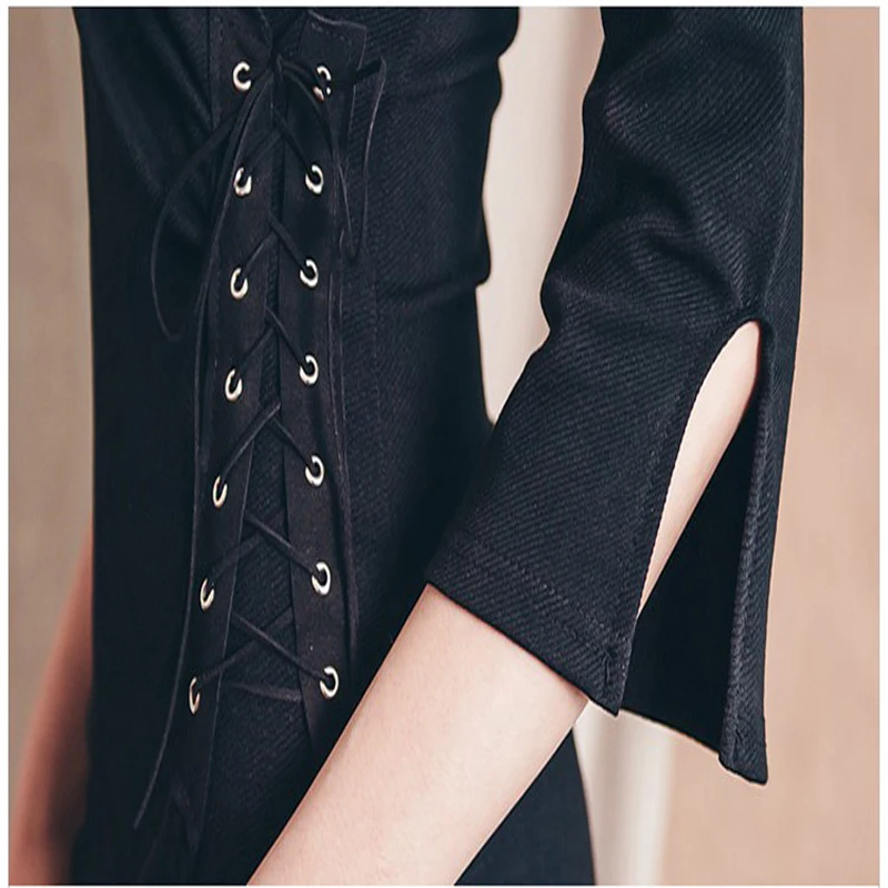 Vestido elegante y sexy para mujer, con cuello en V, ceñido a la cadera, vestido irregular de una pieza para mujer - 5