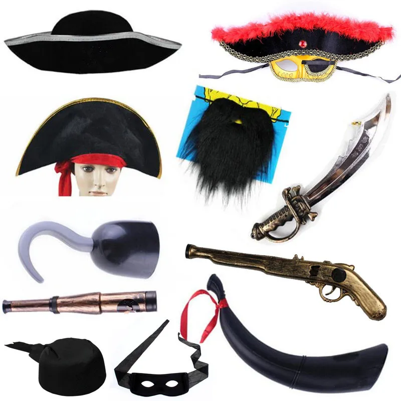 Дети взрослые пиратский глаз патчи шляпа нож-крюк оружие аксессуары для косплея на праздник, украшение для платья Хэллоуин Рождество
