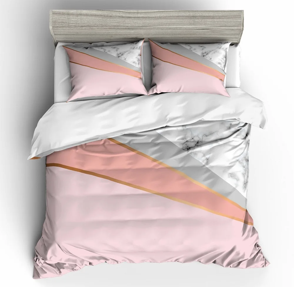 

Retro Style Blush Pink Gray in Marbling Duvet Cover Set 3 Piece(1 Duvet Cover 2 Pillow Sham) 100%Microfiber Boy/Kid Bedding Set
