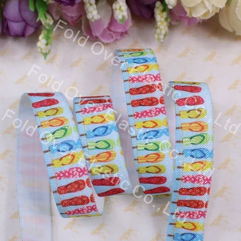 

5/8 inch cool summer printed fold over elastic FOE for hair accessories, 100yards/lot