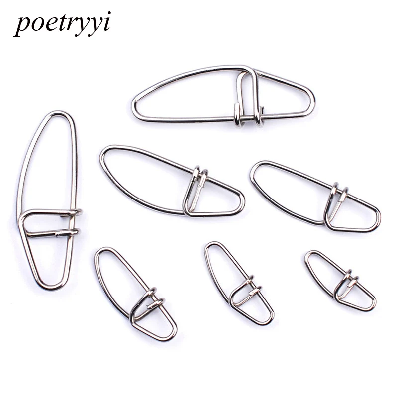 POETRYYI 100PCS High Quality Stainless Steel Hook Lock Snap Swivel Solid Rings Safety Snaps Fishing Hooks Connector Y20 100pcs lot stainless steel super strong pin fishing bait pin stainless steel fast clip lock swivel solid rings fishing hooks