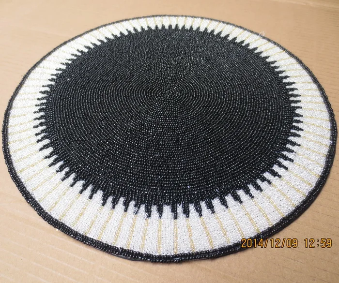 Black And White Beaded Placemat Coasters Round Table Mat High