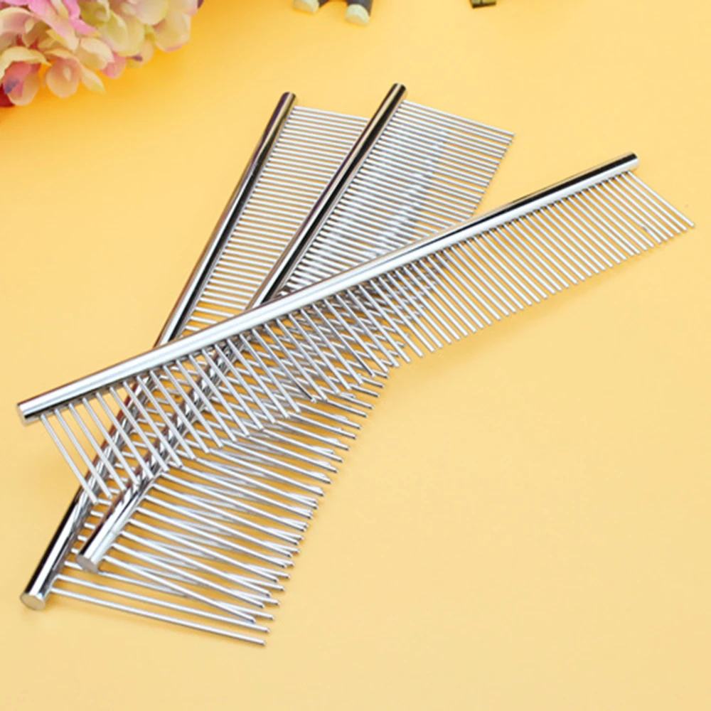 Super Surdy Durable Pet Grooming Cat Dog Puppy Long Haired Fur Grooming Sliver Metal Anti-static Comb Pet Beauty Tool New