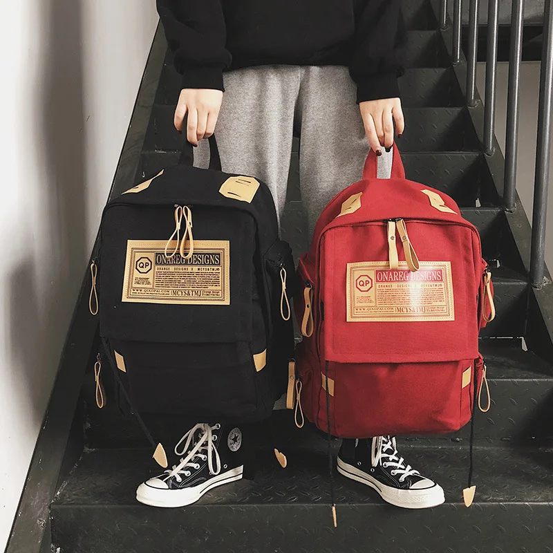

New 2019 Women Casual Canvas Backpack Unisex Student School Bag Big Capacity Retro Travel Backpack For Teen Girl Fashion Bookbag