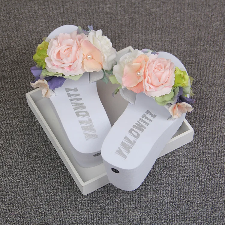 Womens New Handmade Flowers White Flip Flops Wedges Shoes Online Sale Slipper Beach Sandals Cheap59