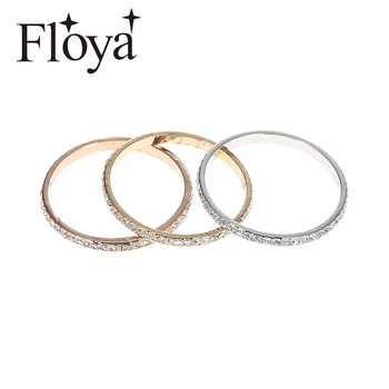 

Floya Full Zircon Inner Filled Rings Copper Women Stainless Steel Base Accessories Combination Interchangeable Ring Bague Acier