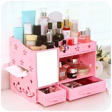 Europe Fashion Makeup Cosmetic Organizer Wooden Storage Box Desk Organizer For Cosmetics