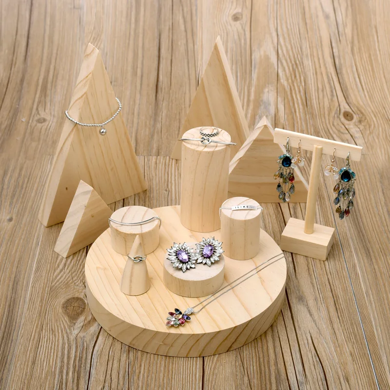  Wood Jewelry Display Stand Earrings Ring Necklace Bracelets Display Stand Wood Jewellery Display St
