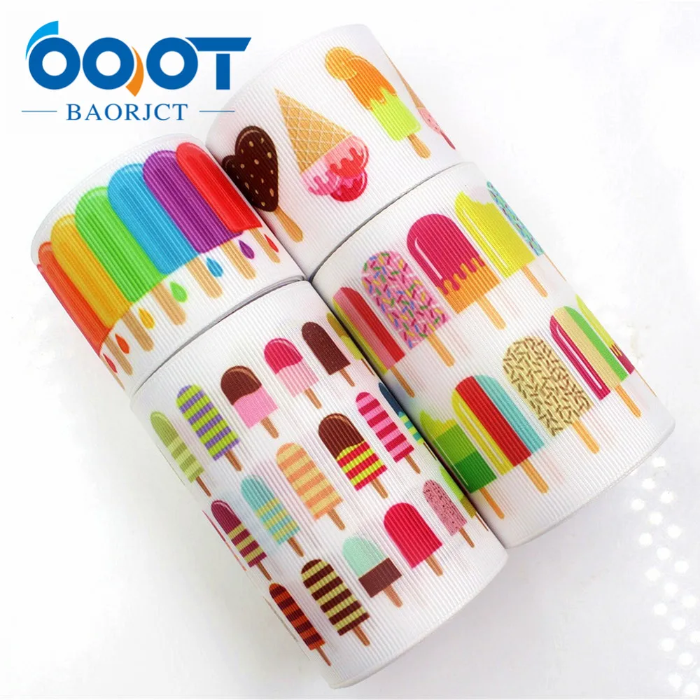

OOOT BAORJCT 1781714 38mm 10yards ice cream Ribbons Thermal transfer Printed grosgrain Wedding Accessories DIY handmade material