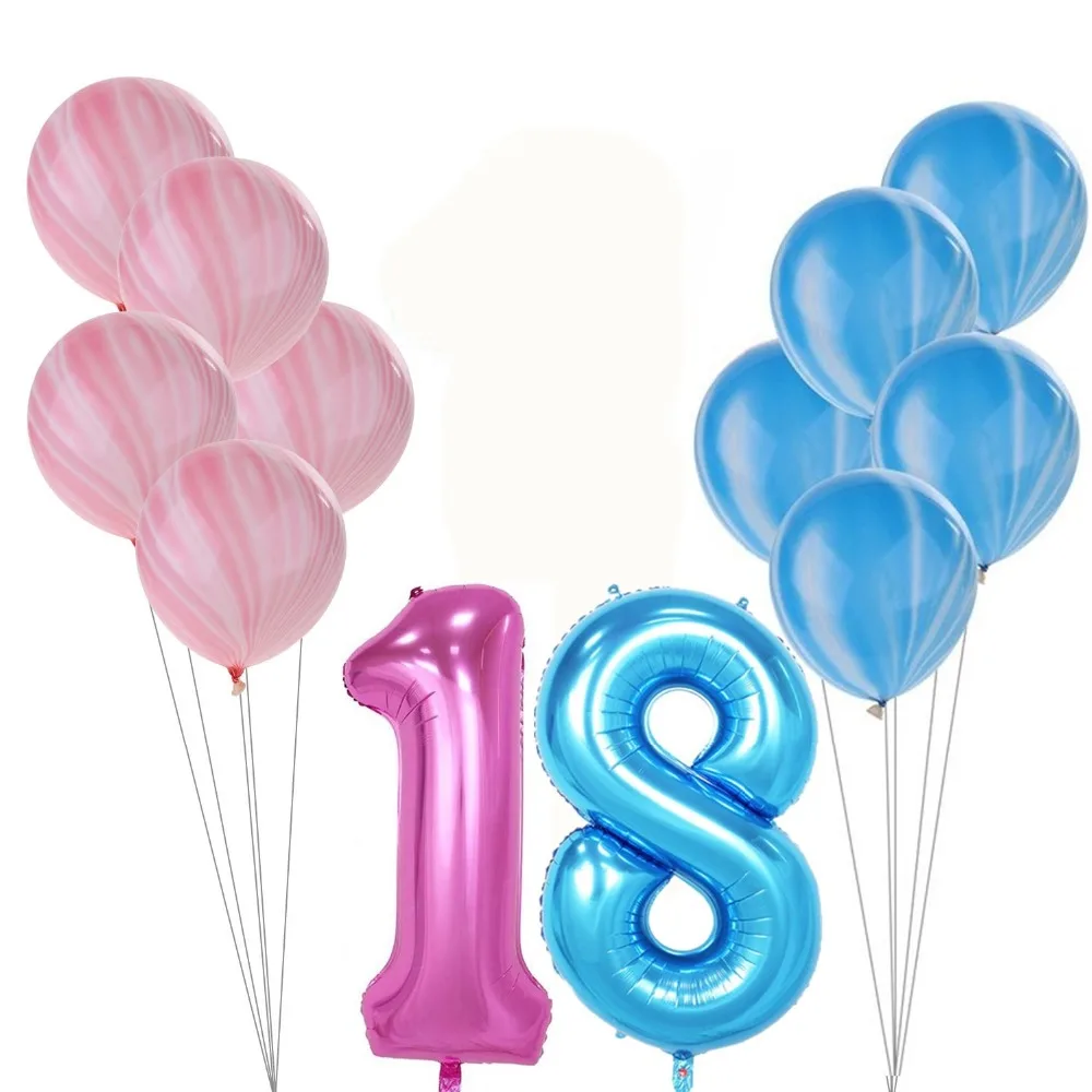 

11pcs/set Birthday Balloon Blue Pink Number Foil Balloons 1 2 3 4 5 6 7 8 9 Years Happy Birthday Party Decorations Kids Ballon