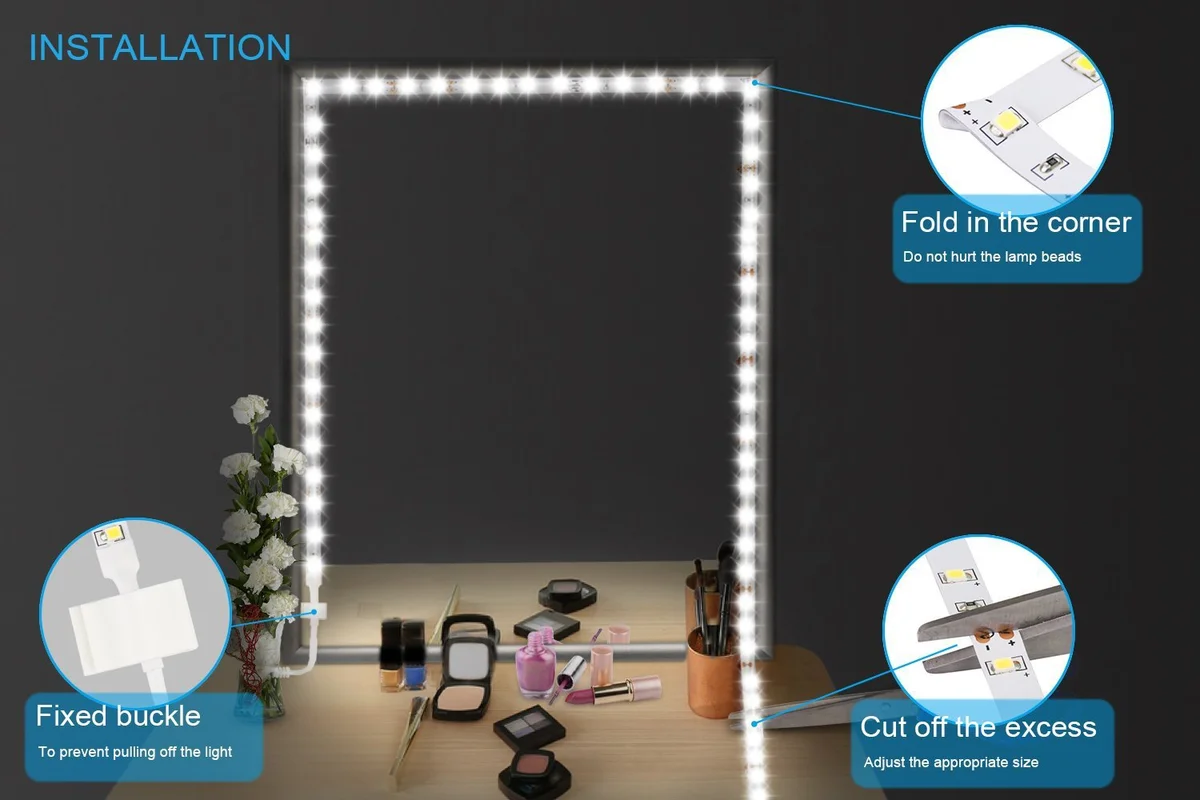 Светодиодный группа ламп комплект для макияжа зеркало, свет комплект с диммером и адаптером питания белый современный креативный светильник