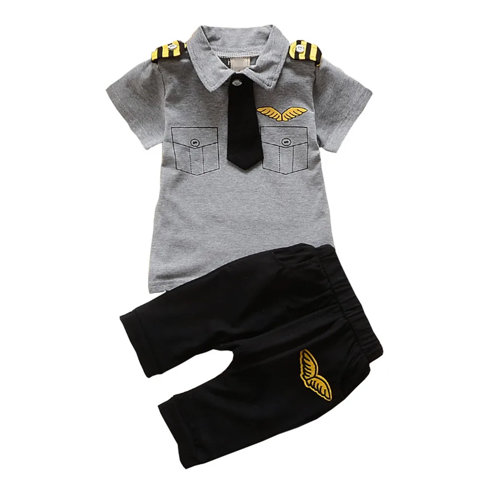 BibiCola Neugeborenen baby jungen Kleidung Set Sommer kind junge Pilot Kleidung Baumwolle Kinder Kapitän Kostüm Kleinkind militär uniformen