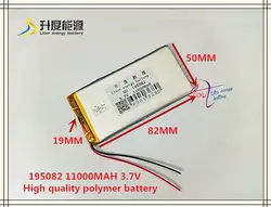 3,7 V 11000 mAh 195082 полимерная литий-ионный/литий-ионный аккумулятор для power bank; VR; AR; DVR; MP4, планшетный ПК, мобильный телефон, динамик