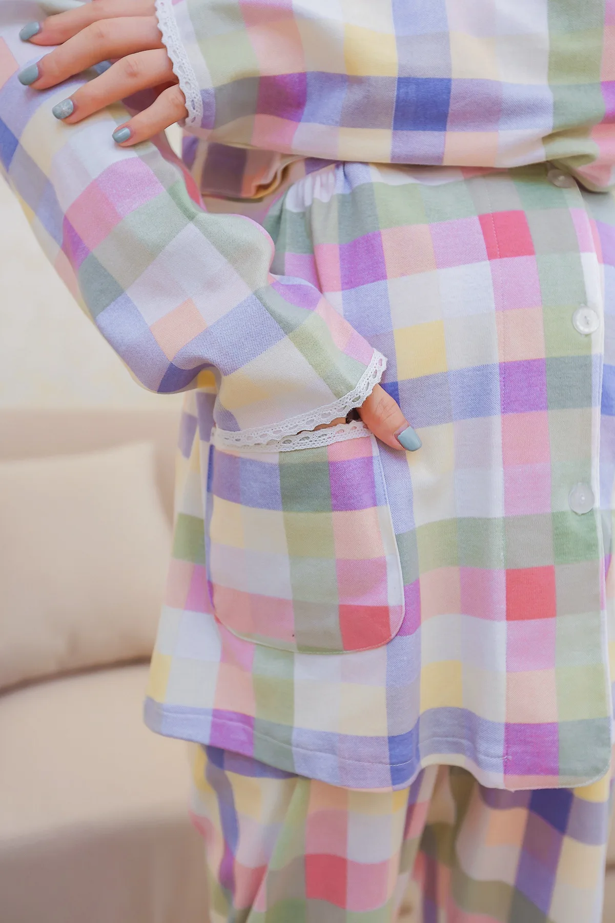 Весенне-осенняя ограниченная весенняя одежда для молодых мам утепленный кардиган в клетку пижамы для мамы платье для грудного кормления