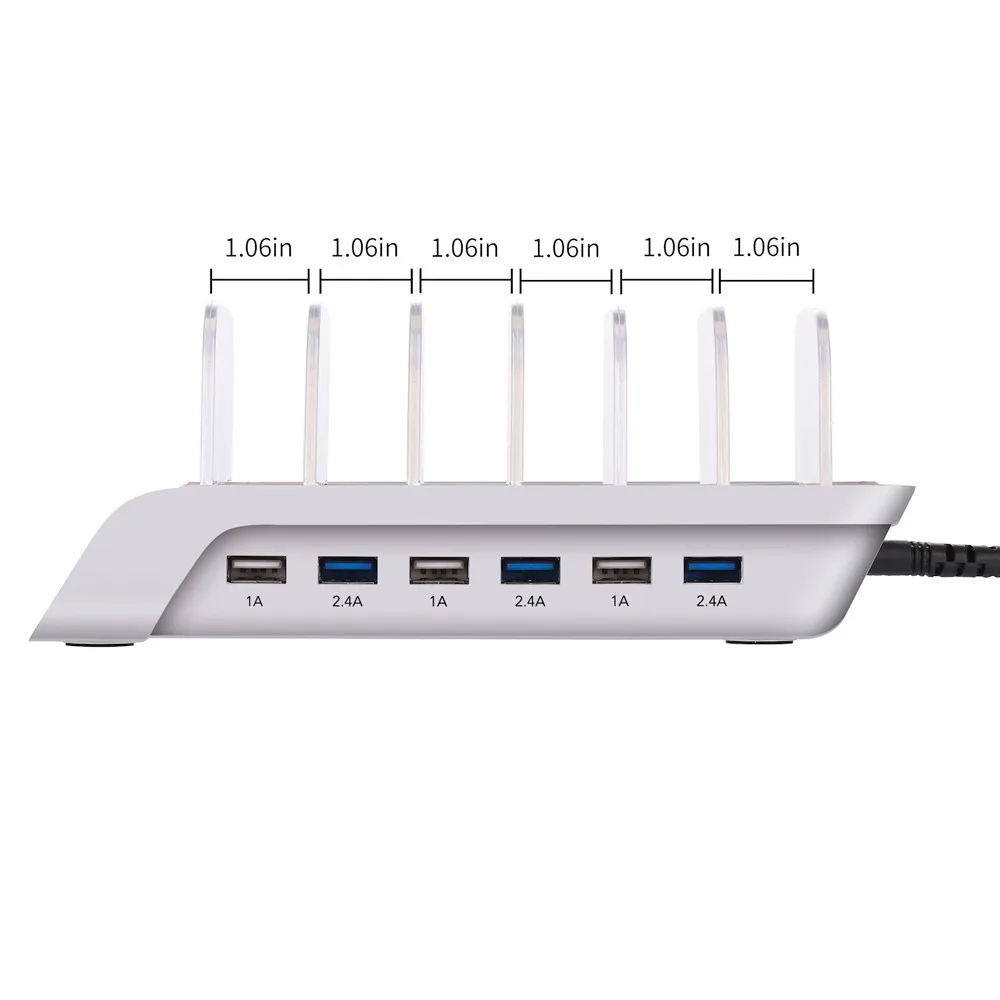 10.2A 6 Port USB Charging Station Universal Desktop Tablet & Smartphone Multi-Device Hub Charging Dock for iPhone, iPad, Galaxy, Tablets (23)