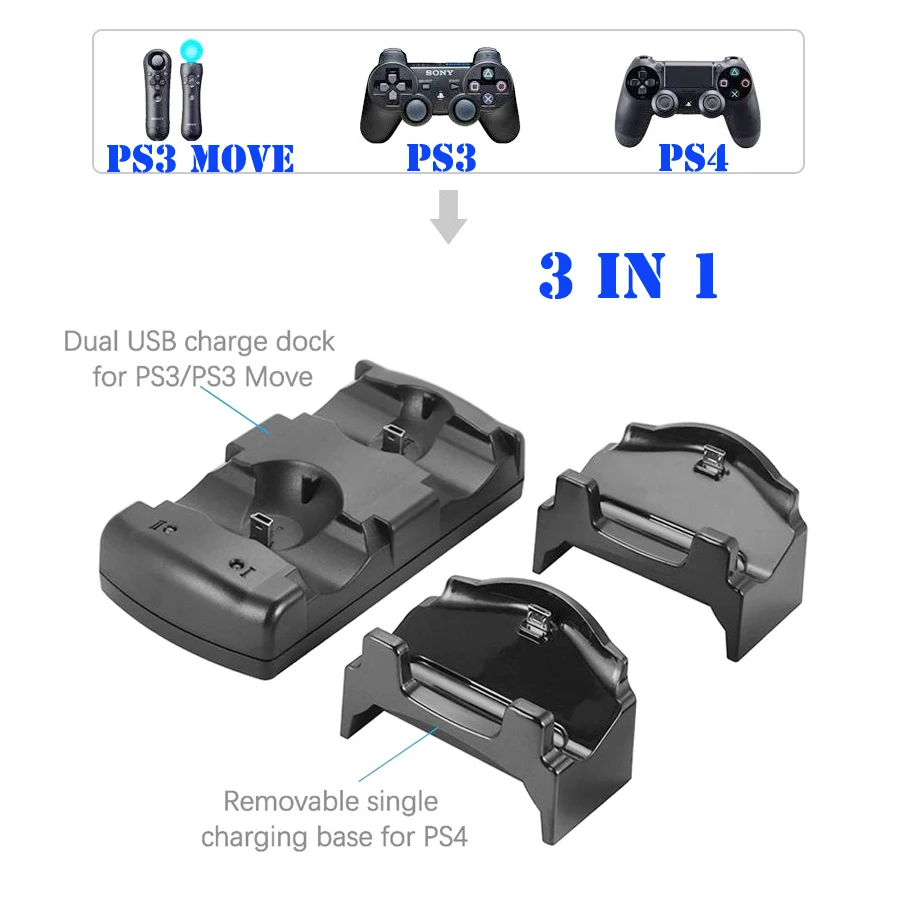 Многофункциональная зарядная станция Yoteen 3 в 1 для Sony Playstation 4 PS4/PS3/PS3 MOVE со