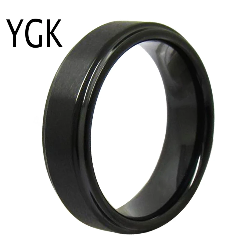 YGK Jewelry 6mm Matte Center/Black/Blue/Rose/Silver Step New Tungsten Ring Tungsten Wedding Ring For Men & Women Bridegroom Ring
