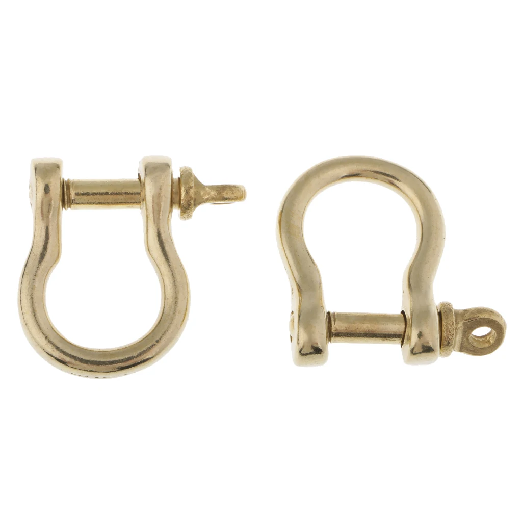 2Pcs Brass D-Rings Screw Horseshoe Buckle Ring Leathercraft Purse Belt Loop