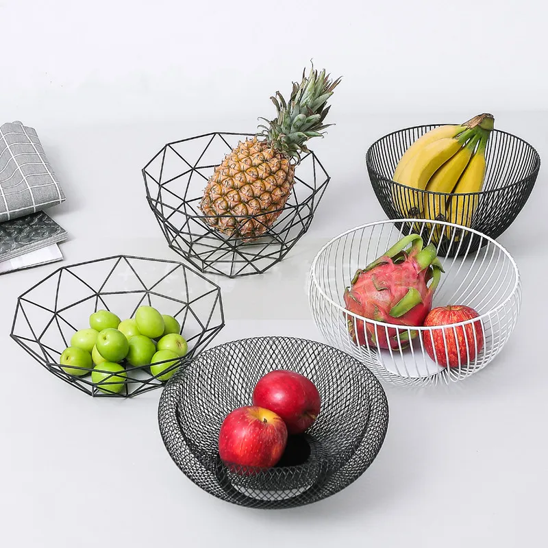 

Iron metal fruit basket Snacks Candy Storage Baskets decorative serving tray Desktop organizer nordic decoration home drain bowl