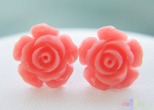 

hot sell new - Free shipping S1527 13mm pink flower jaffaite silver stud earring