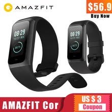 Смарт-браслет Huami Amazfit, Cor 2, 5 АТМ, водонепроницаемый, 2.5D, цветной, ips, 316L, рамка из нержавеющей стали, xiaomi для всех телефонов