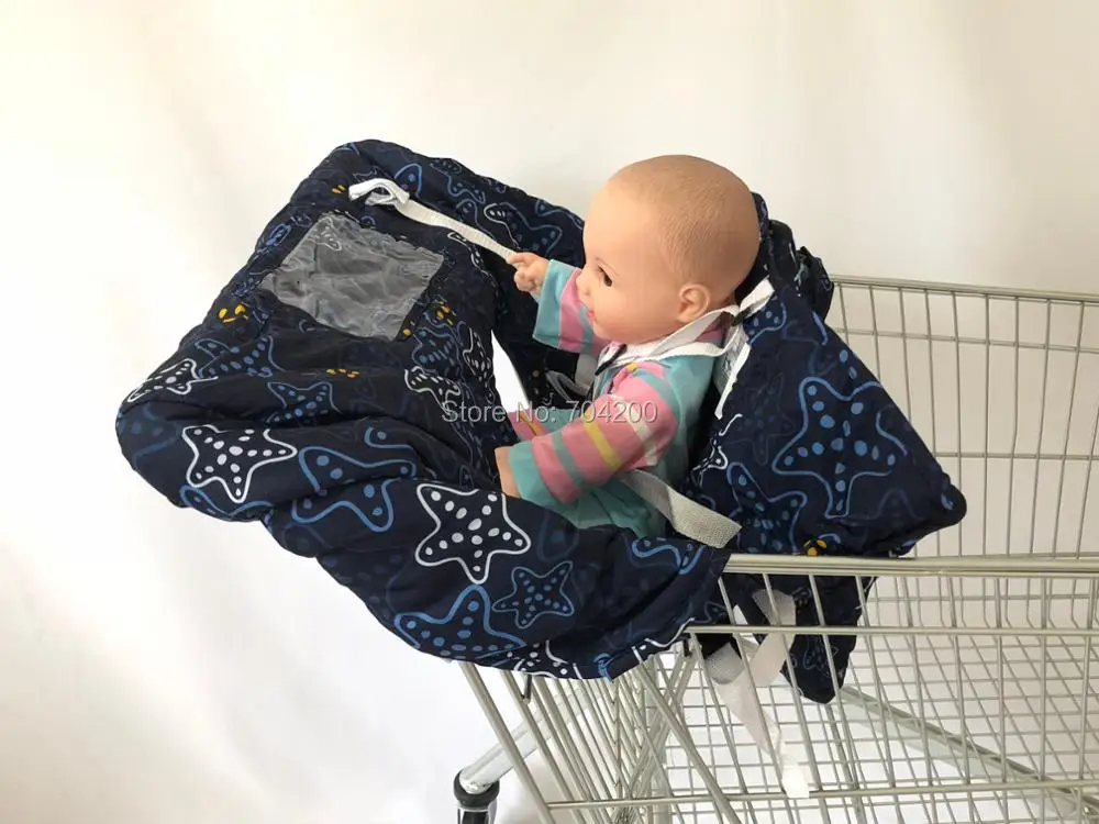 Премиум Starfish Multifunctional 2-in-1 Shopping Cart Seat Cover высокий Чехол для стула для малышей и младенцев-Starnight темно-синий