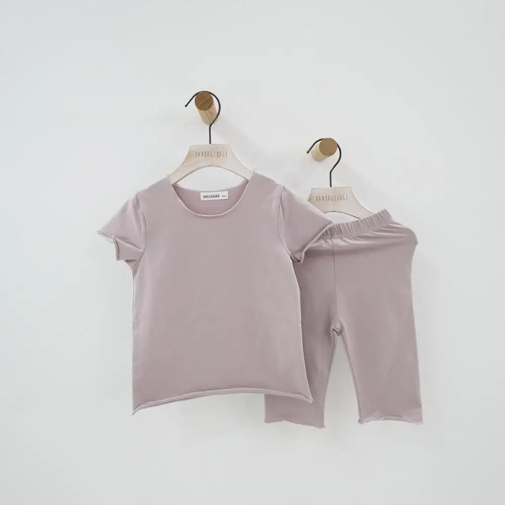 Пижамный комплект для девочек; пижамы для девочек; коллекция года; летняя одежда для сна для малышей; детская одежда для сна; футболка+ брюки для детей 1-11 лет - Цвет: Inki Pink
