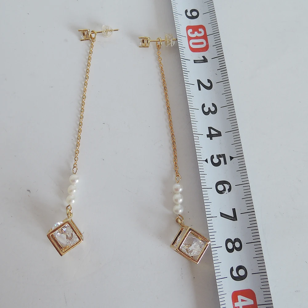 100% nature freshwater pearl earring with 925 silver hook -- AAA baroque Pearl,8.5 cm length, perfect round pearl earring