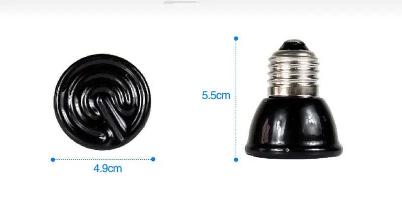 Hot Sale Black 60W 80W 100W Mini Infrared Ceramic Emitter Heat Light Lamp Bulb For Reptile Pet Brooder 220V E27