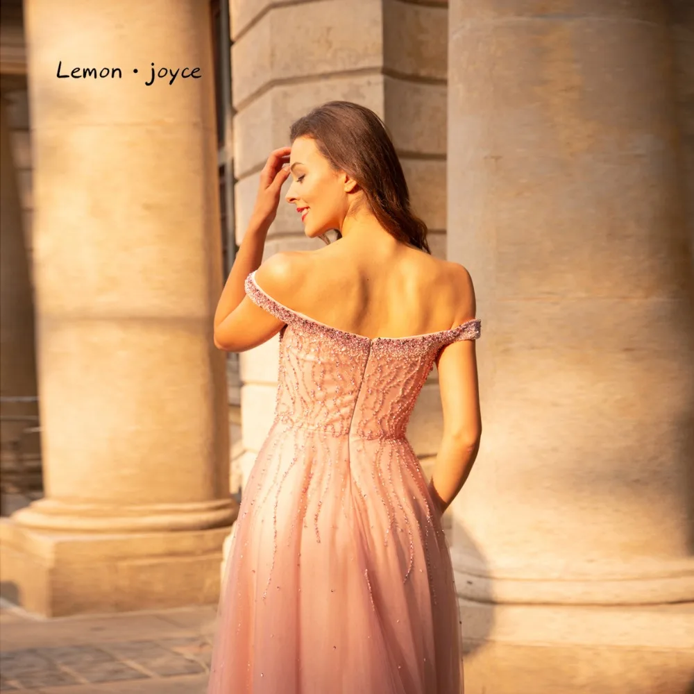 Розовые вечерние платья Lemon joyce длинные сексуальные с вырезом лодочкой без
