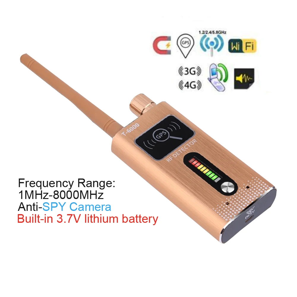 Hot sale T6000 Dual-Module Anti SPY Detector Camera Finder Wireless GPS Tracker SIM card RF Signal Scanner built in battery Hot sale T6000 Dual-Module Anti SPY Detector Camera Finder Wireless GPS Tracker SIM card RF Signal Scanner built in battery