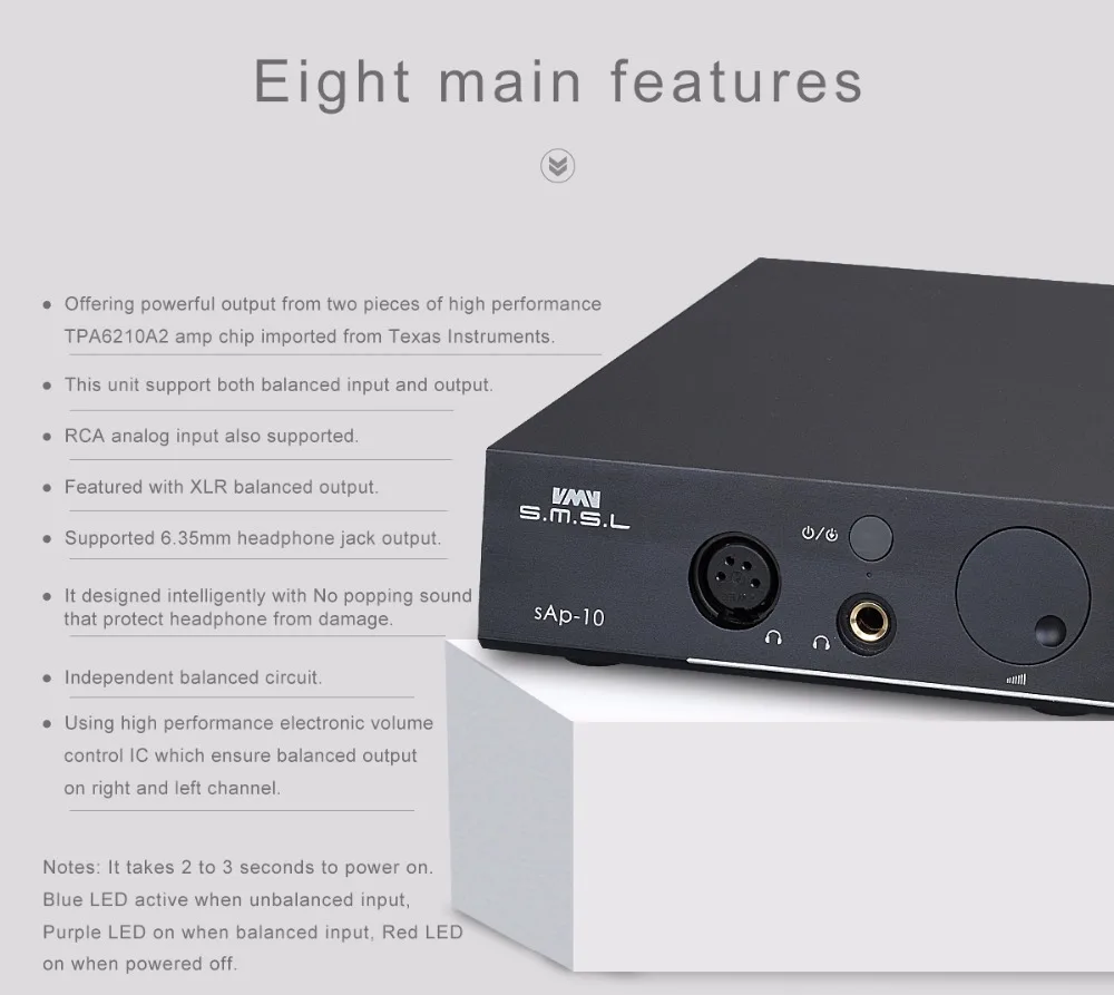 SMSL SAP-10 Мини HIFI аудио полный баланс усилитель для наушников Линейный источник питания высокой мощности усилители для наушников AMP 2* TPA6120