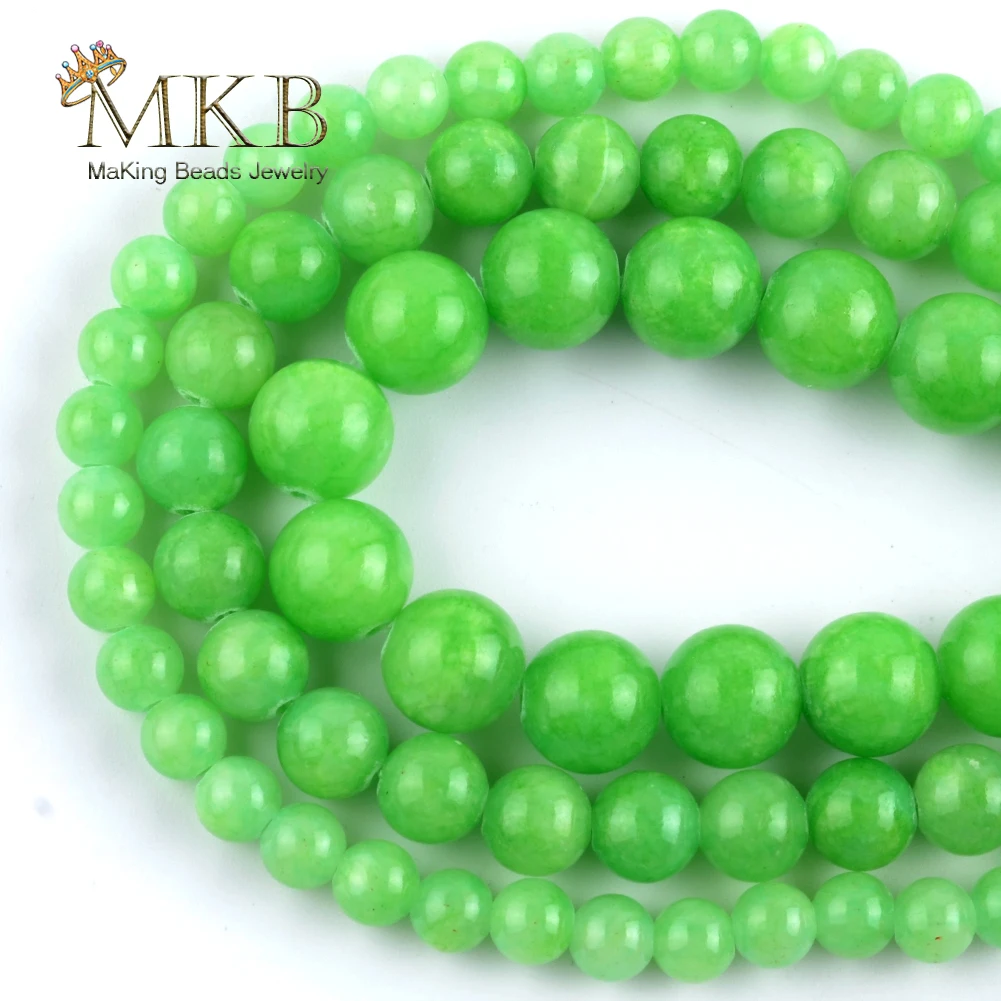 

Wholesale Natural Green Jades Stone Space Loose Round Beads For Jewelry Making 4-12mm Beads DIY Bracelet Necklace Jewellery 15"