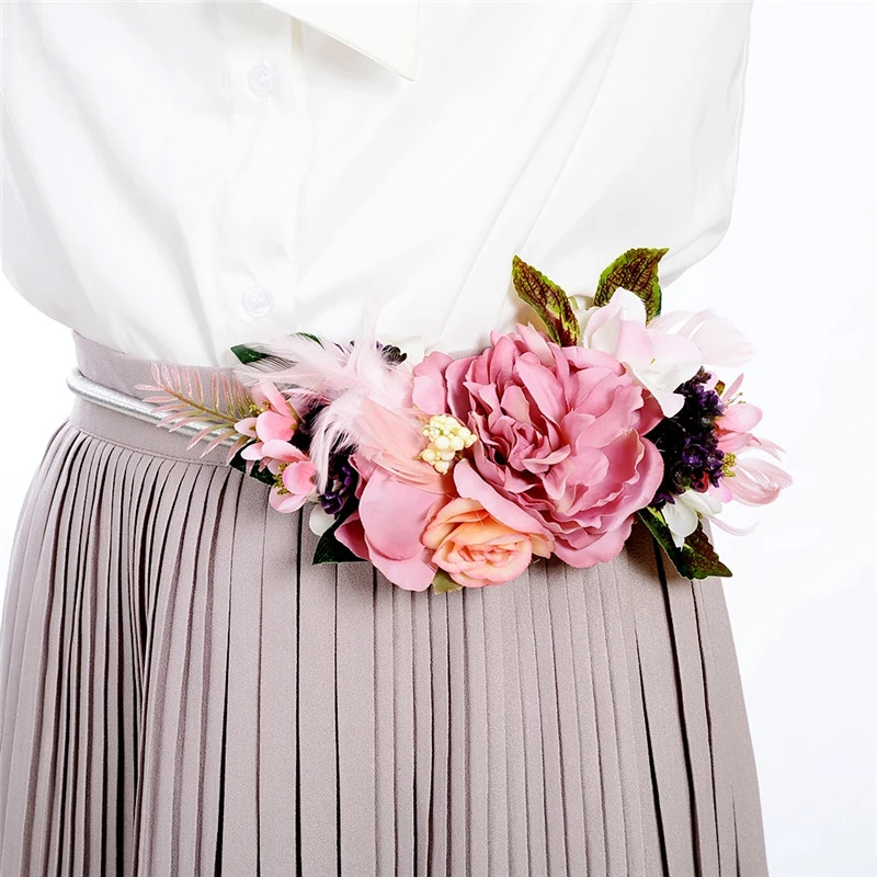 Cinturones florales delicados Vintage de flores para mujer elegante Cinturones florales delicados Vintage de flores para mujer elegante