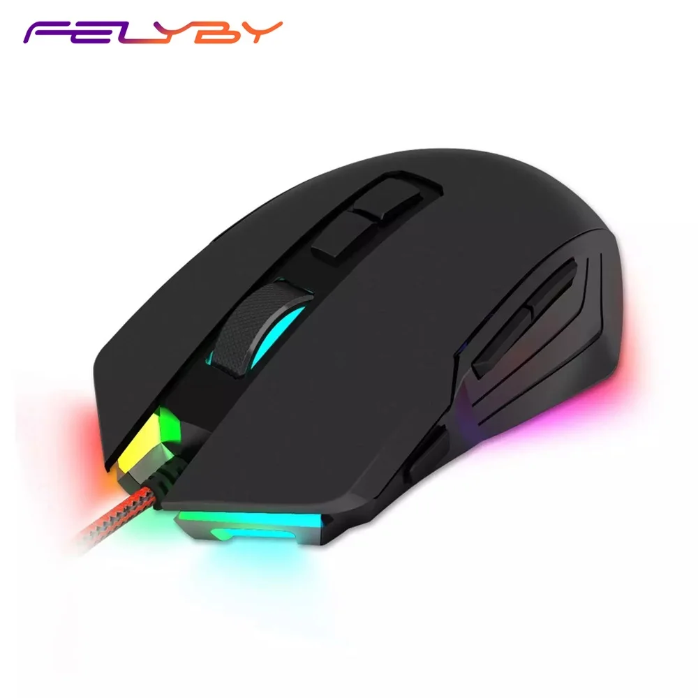

FELYBY Professional M715 5000 DPI 8 Buttons Adjustable LED Backlit Wired Ergonomic Gaming Mouse for Computer and Laptop