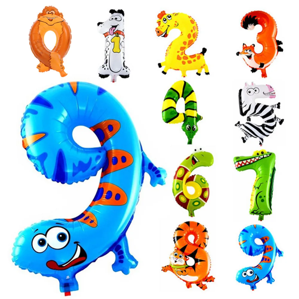 

1PCS 16inch Animal Number Foil Balloons Kids Party Decoration Happy Birthday Wedding Decoration Ballon Gift Free Shipping