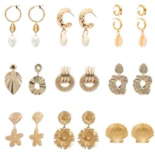 Bohemian Natural Shell Dangle Earrings 2019 Women Fashion Cowrie Conch Seashell Long Unique Drop Earrings Party Jewelry Gift innopes 2019 bohemian long unique women s earrings dangle earrings jewelry earrings