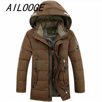

2016 New Fashion Men White Duck Down Jacket Parka Winter Warm Casual Coat With Hood Mens Long Down Coats Jackets