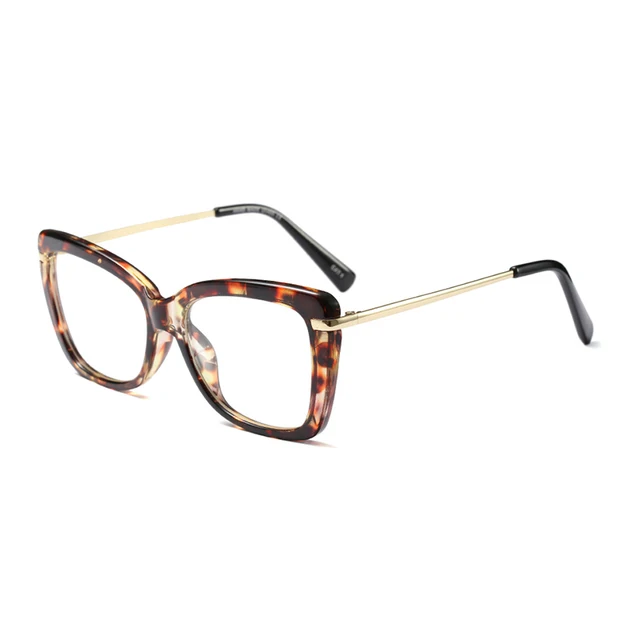 Women Metal Legs Designer Optical Eyeglasses Prescription Acetate Rim Spectacles for Women Eyewear Glasses Frame Fashion Styles Leopard