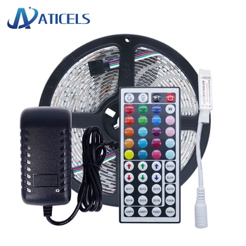 

DC12V LED Strip 5050 RGB RGBW RGBWW 60leds/m 5M with IR Remote control and 12V Adapter EU/US Plug Color changeable LED Strip Kit