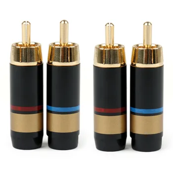 

Areyourshop Sale 4PCS Copper RCA Plug Audio Cable Male Connector Adapter Connector Soldering Phono Male for 6.6mm Cable