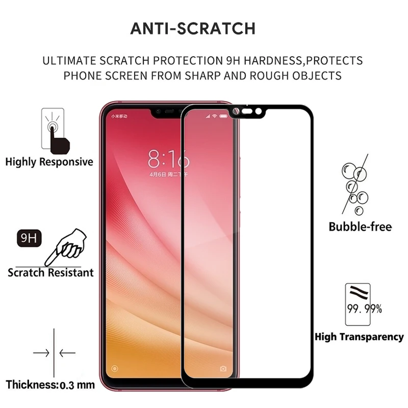 2 шт Полное покрытие закаленное стекло для Xiaomi mi 8 Lite защита экрана 9H на защитное стекло чехол для mi 8 Lite пленка